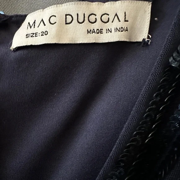 Mac Duggal sequinned faux wrap long dress in navy, sz 20, new